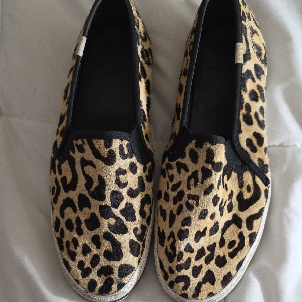 Keds Leopard Print Leather Fur Slip-On Sneakers Size 9.5